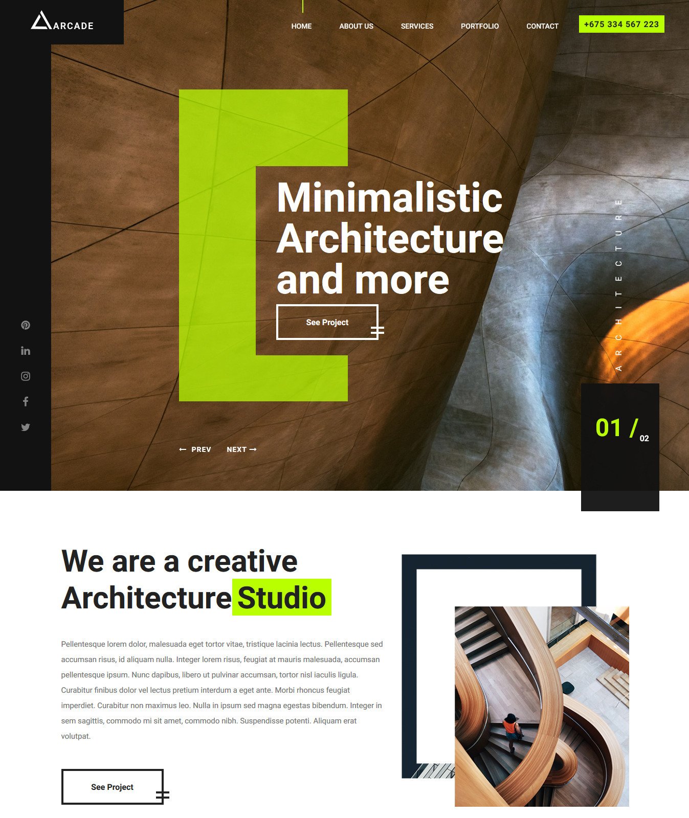 Arcade – Free HTML5 Architecture Responsive Website Template