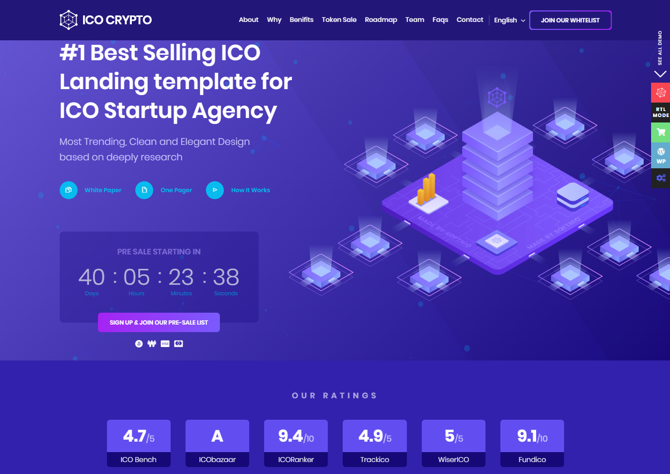 ICO Crypto - Bitcoin & Cryptocurrency Landing Page HTML Template