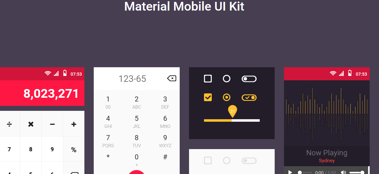 Material Mobile bootstrap UI Kit