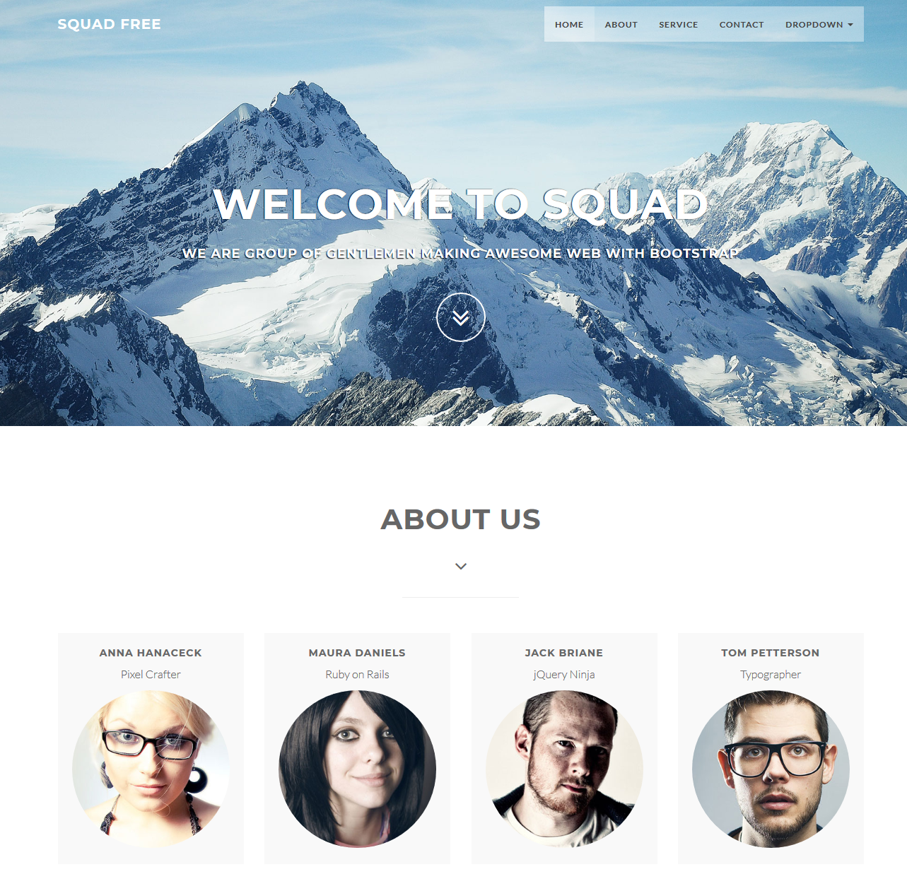 Squadfree – Free Bootstrap template for creative