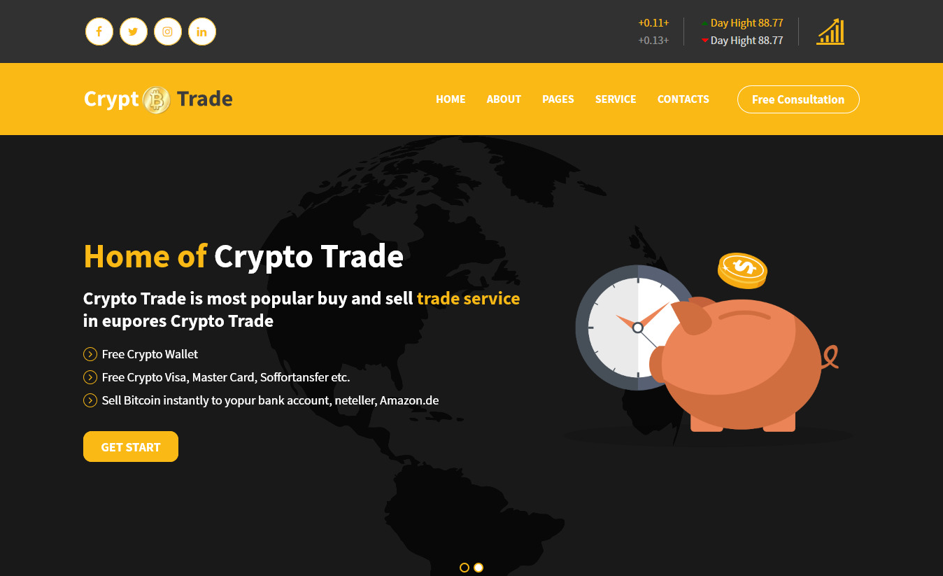  Crypto Trade – ICO, Bitcoin and Cryptocurrency HTML Template