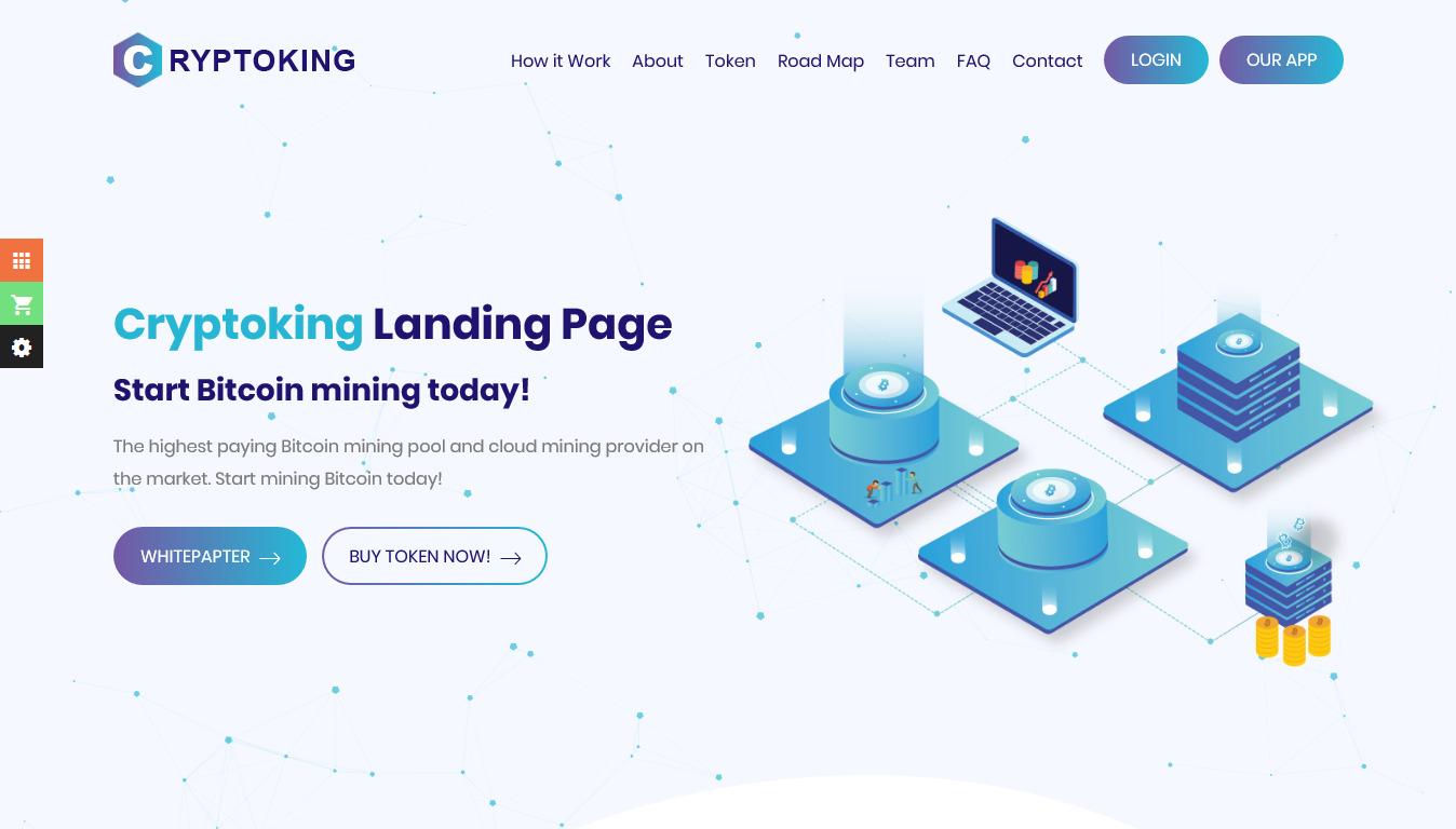 Cryptoking - Bitcoin & ICO Cryptocurrency Landing Page HTML Template