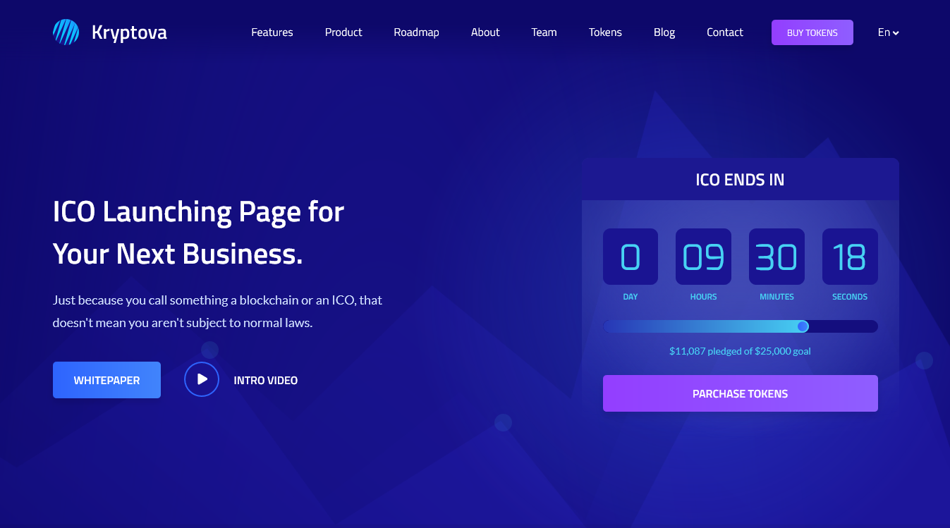  Kryptova - ICO Landing Page, ICO Bitcoin, and Cryptocurrency Template