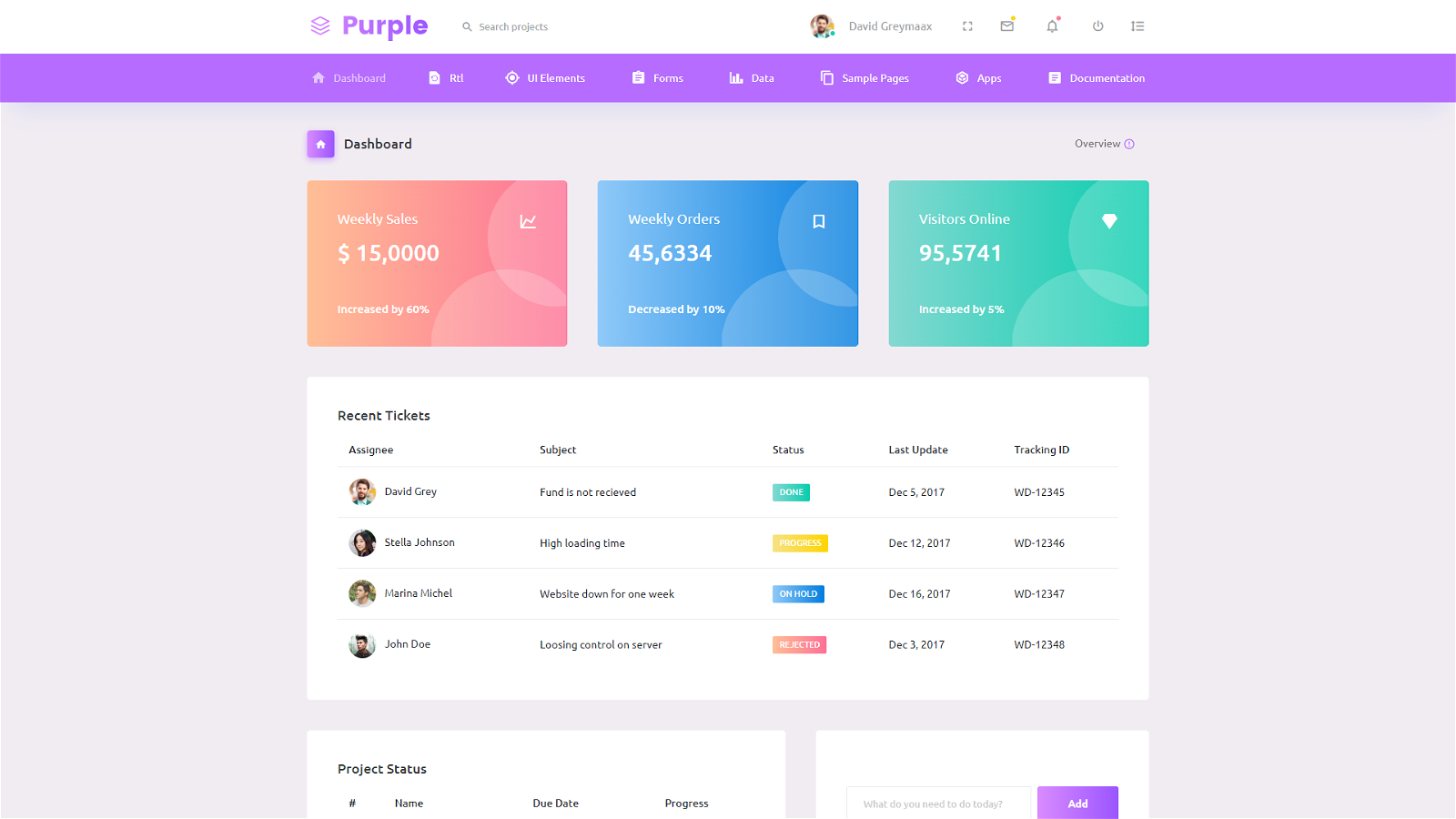 Purple bootstrap Admin Template