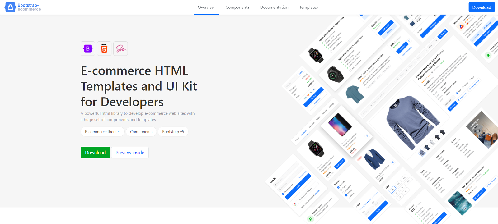 Bootstrap ecommerce UI kit sketch