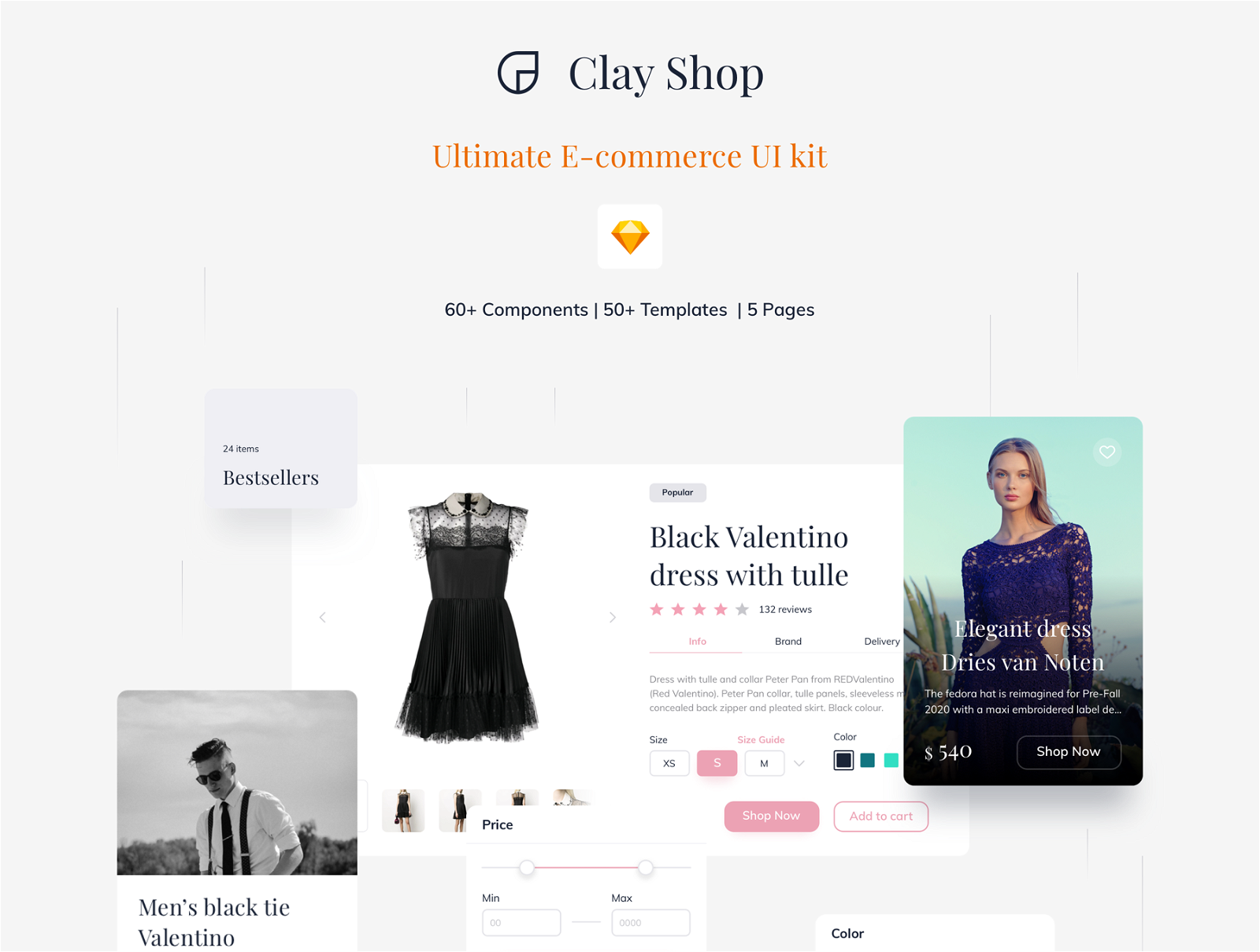 Clay ecommerce UI kit sketch