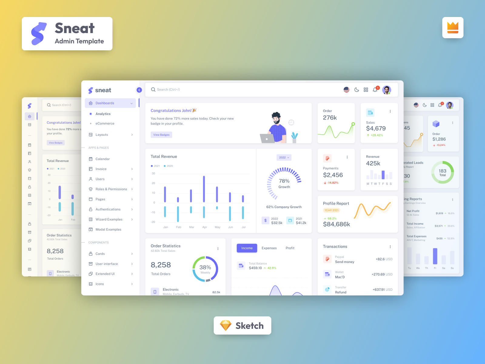 Sneat Sketch Admin Dashboard Builder and UI Kit