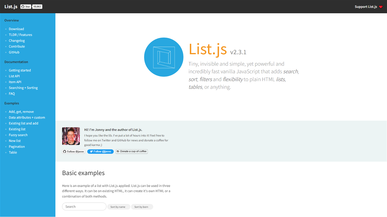 List.js JavaScript Fuzzy Search Library