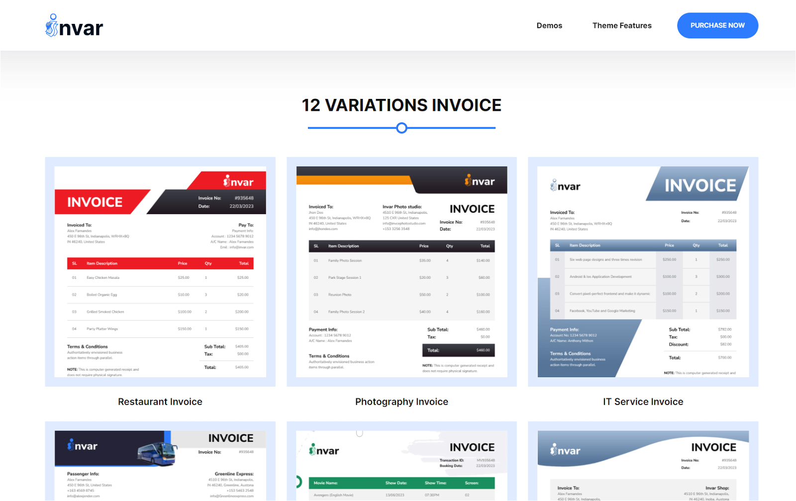Invar Invoice HTML Template
