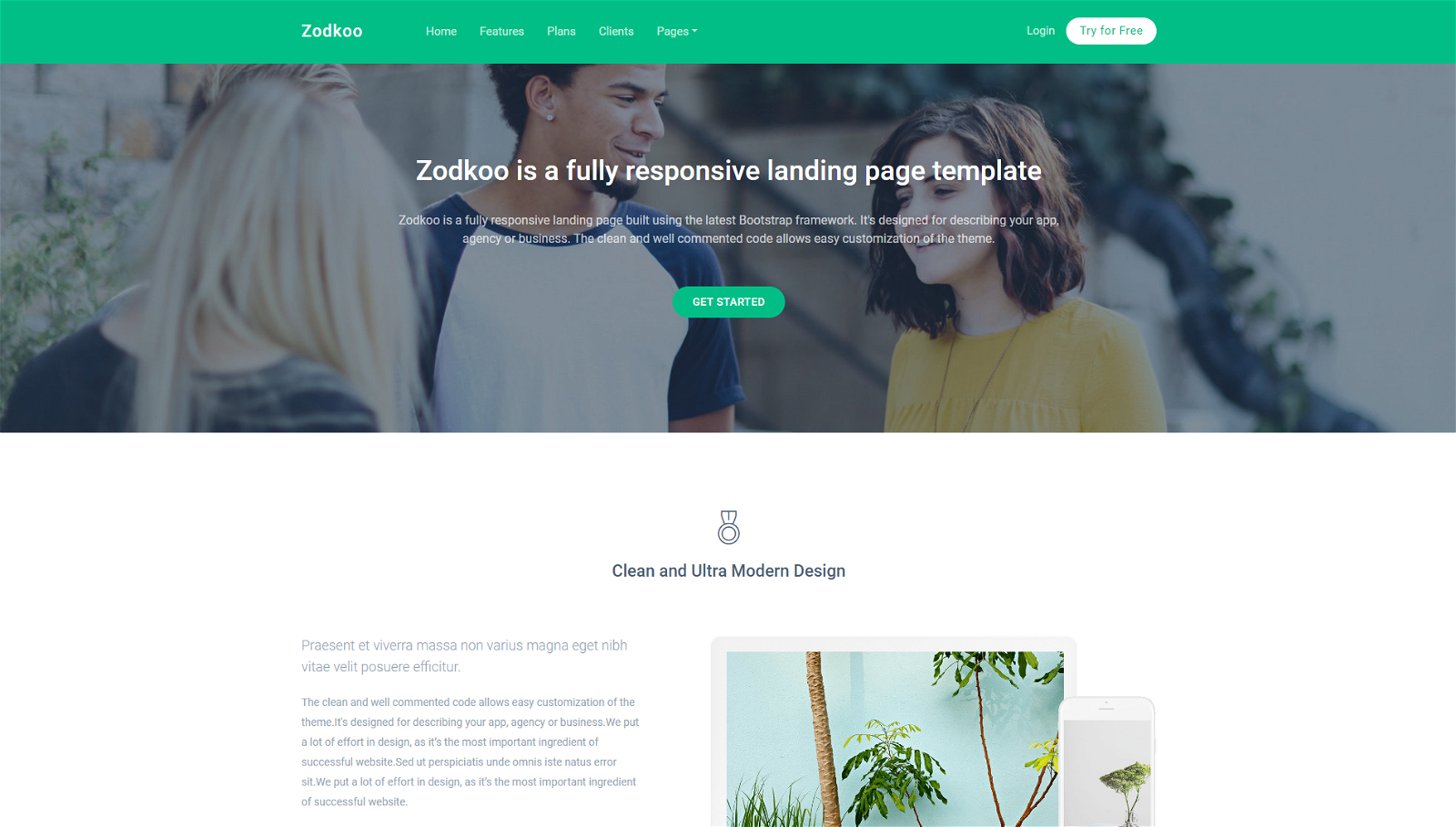 Zodkoo best bootstrap Landing Page Template
