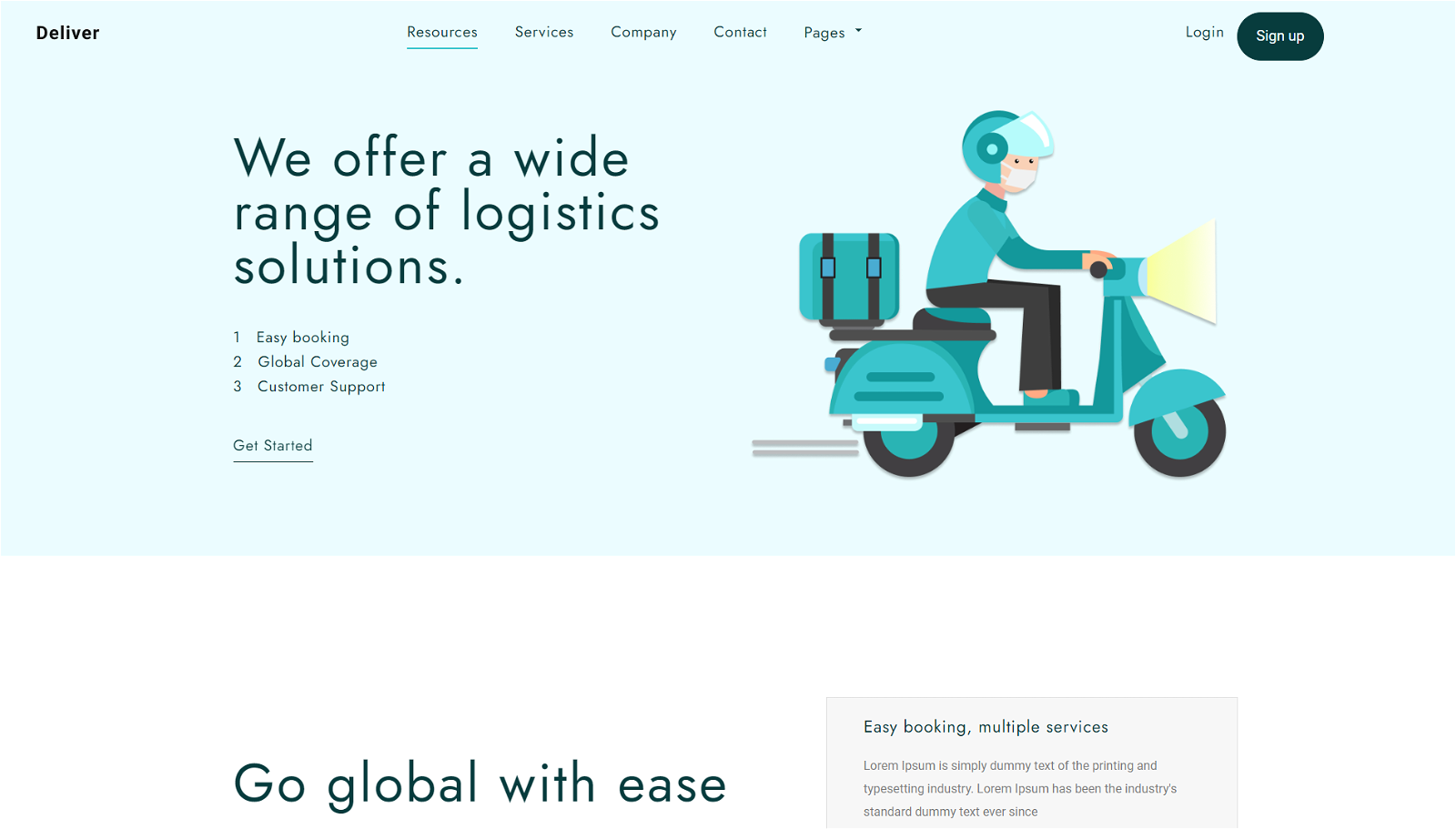 Deliver Bootstrap landing page Template