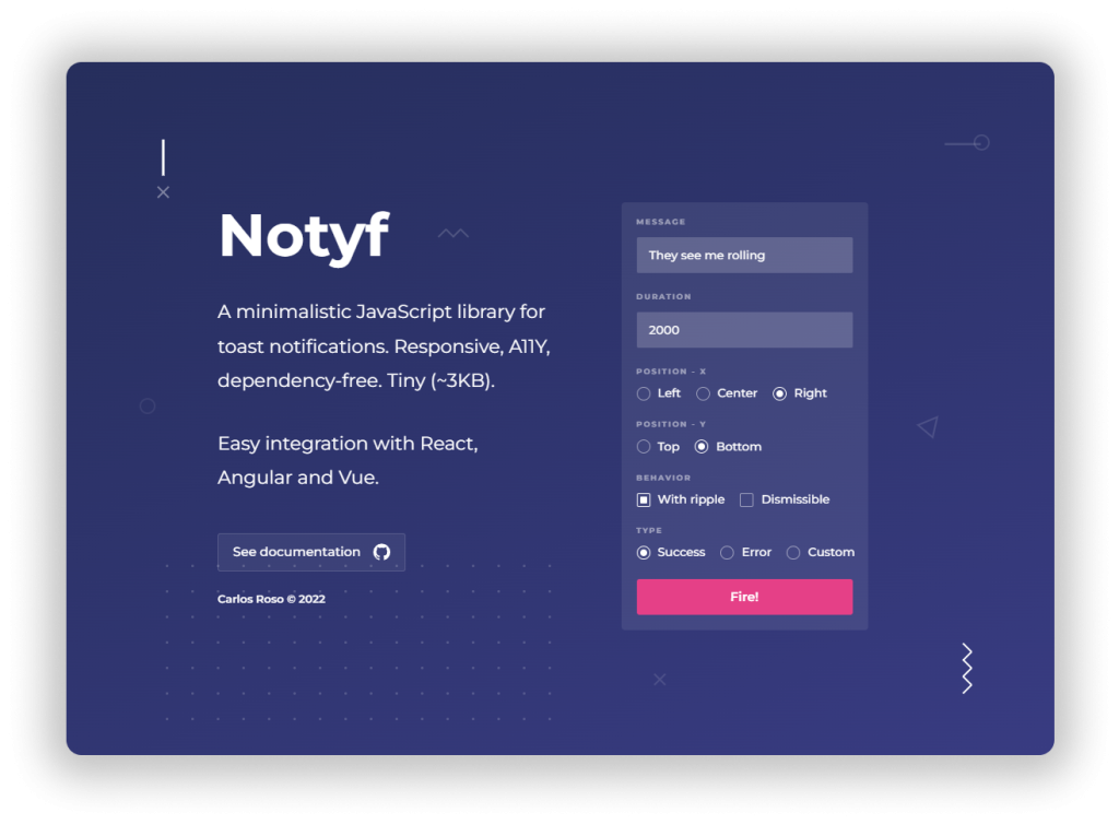 NotyF JavaScript notification library