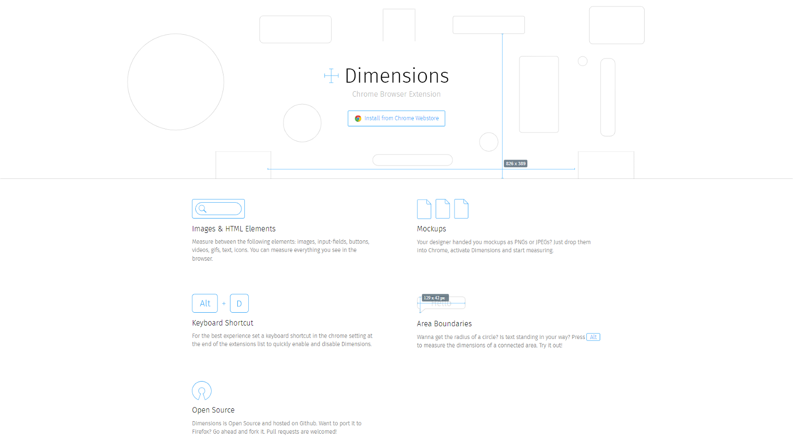 Dimensions chrome extension for designers