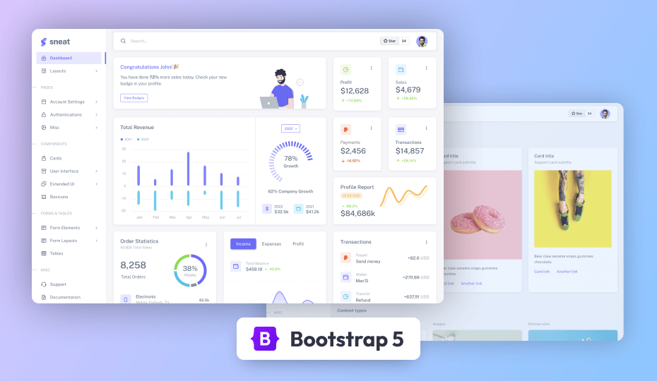 sneat dashboard free bootstrap