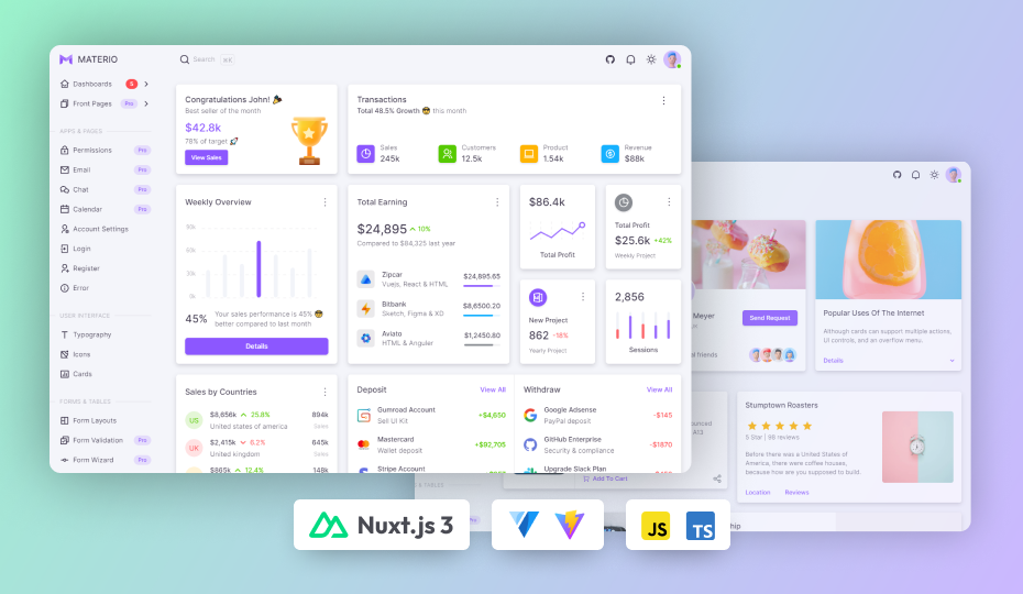 Materio – Free Vuetify NuxtJS 3 Admin Template Image