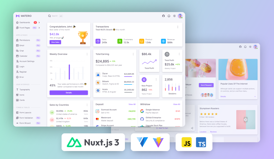 materio free vuetify nuxtjs admin template
