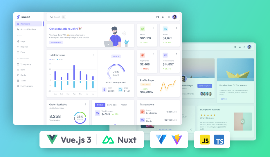 Nuxt Admin Dashboard Template Free & Pro 2024